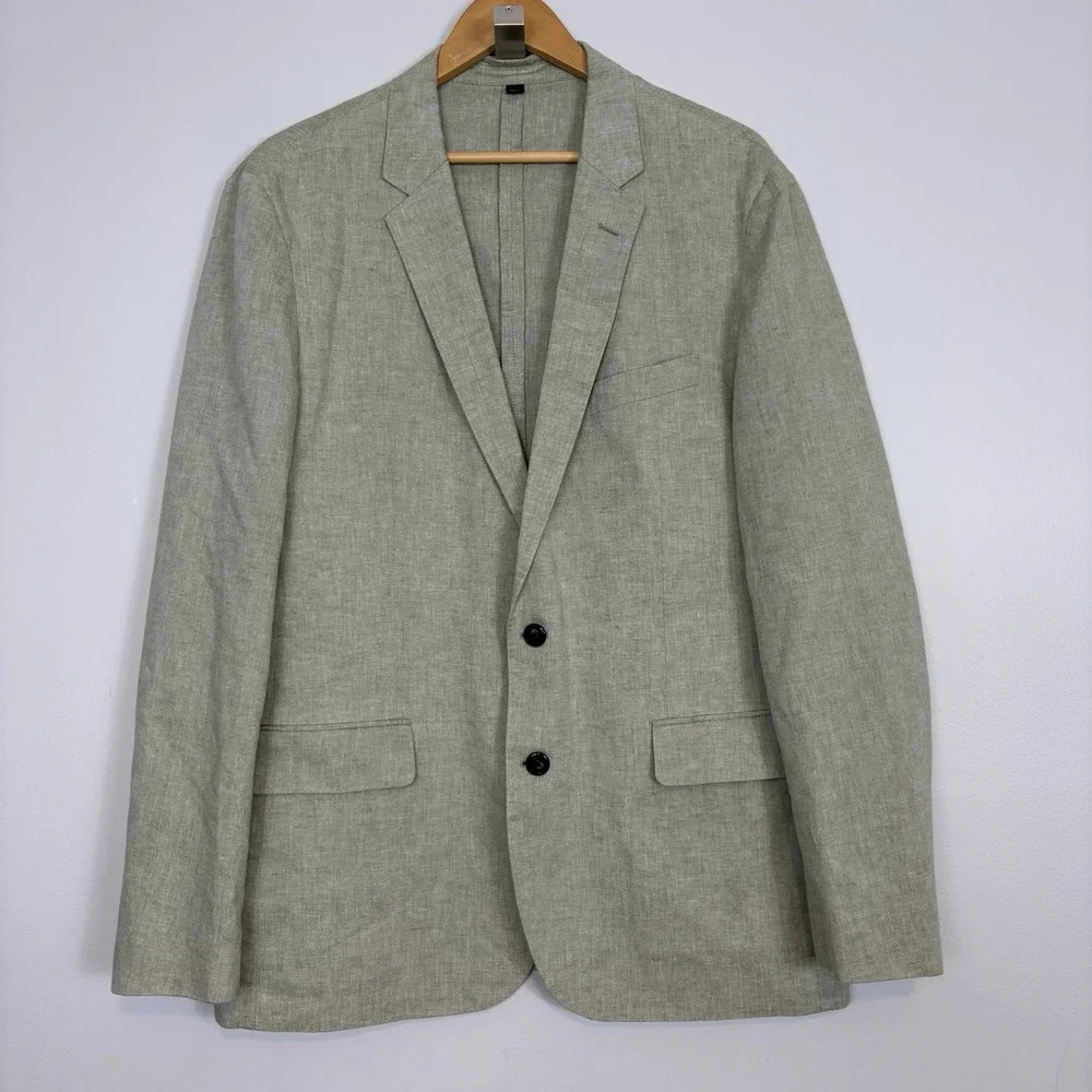 J Crew Ludlow Blazer 44R Sage Green Somelos Cotton Linen Blend Unstructured